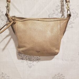 Fossil Vintage Sydney Gold Metallic Leather Crossbody Bag Handbag Purse